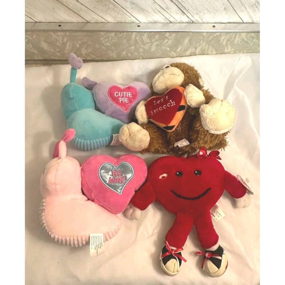 Valentine's Day Plush Lot Of Hearts Love Bugs Monkey Caltoy Be Mine Cutie Pie
